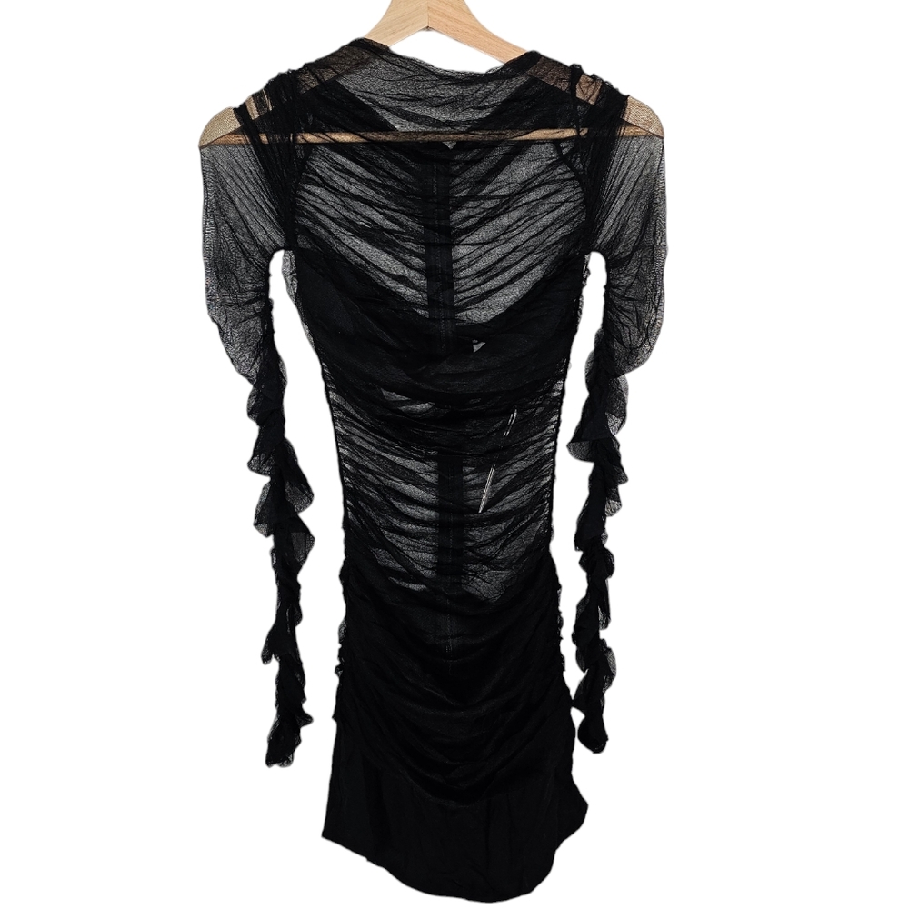 Christopher Esber Semblance Tulle Overlay Mini Dress Black Mesh Size 6 N… - Picture 4 of 12